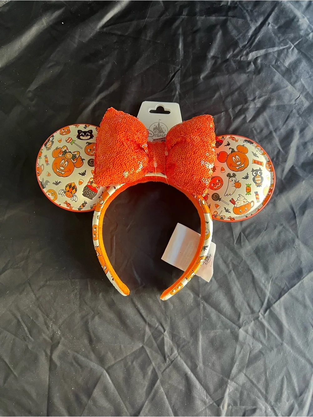 Disney Orange Sequin Bow Halloween Minnie Ear Headband